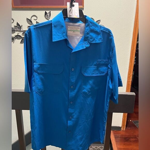 EUC Vibrant Men's Blue Quick Dry Shirt by ClearWater Outfitters Size Medium #275 - Picture 6 of 6